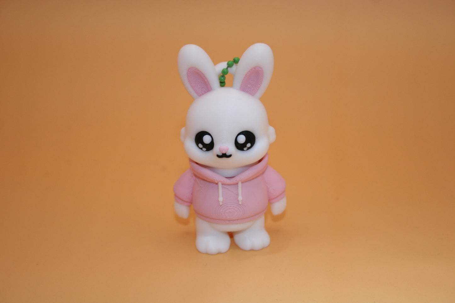 Cute Bunny in Pink Hoodie Keychain