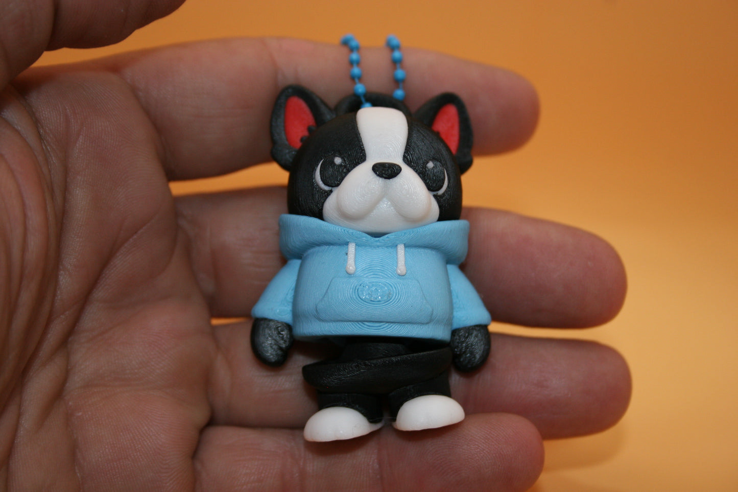 Dude Puppy in Blue Hoodie Keychain