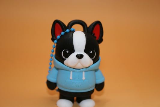 Dude Puppy in Blue Hoodie Keychain
