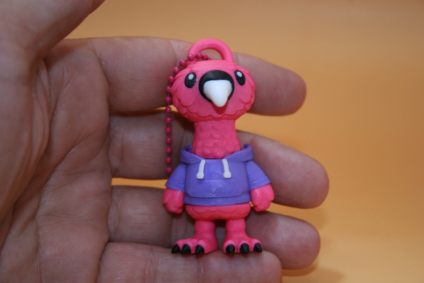 Dude Flamingo in purple Hoodie Keychain