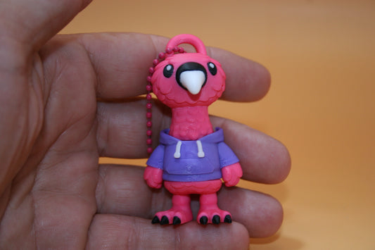 Dude Flamingo in purple Hoodie Keychain