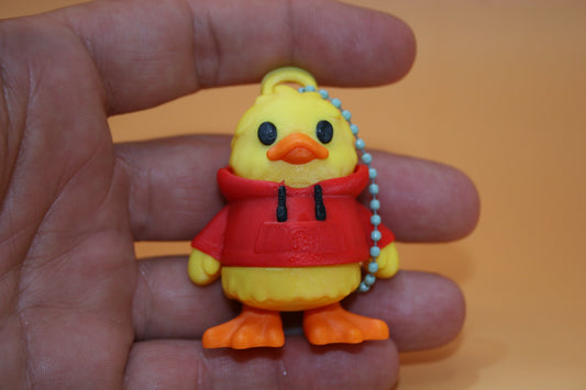 Dude Ducky in Red Hoodie Keychain