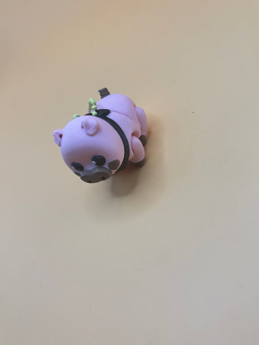 Cutie Patootie with a curly booty- Pig Keychain